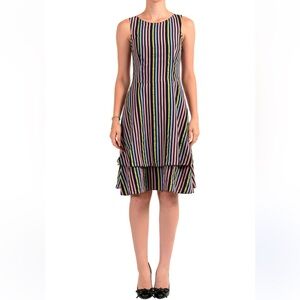 Hugo Boss women’s “Kalomi” multi-color stripe fit + flare sleevelesss si…